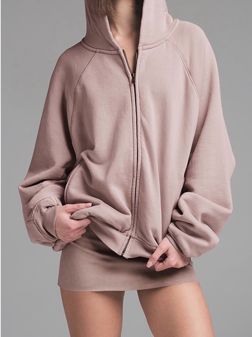 SKIMS Light Mauve Zip-Up Hoodie